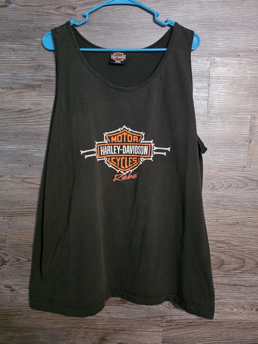 Harley-Davidson Men's Black Tank Top with Orange Logo